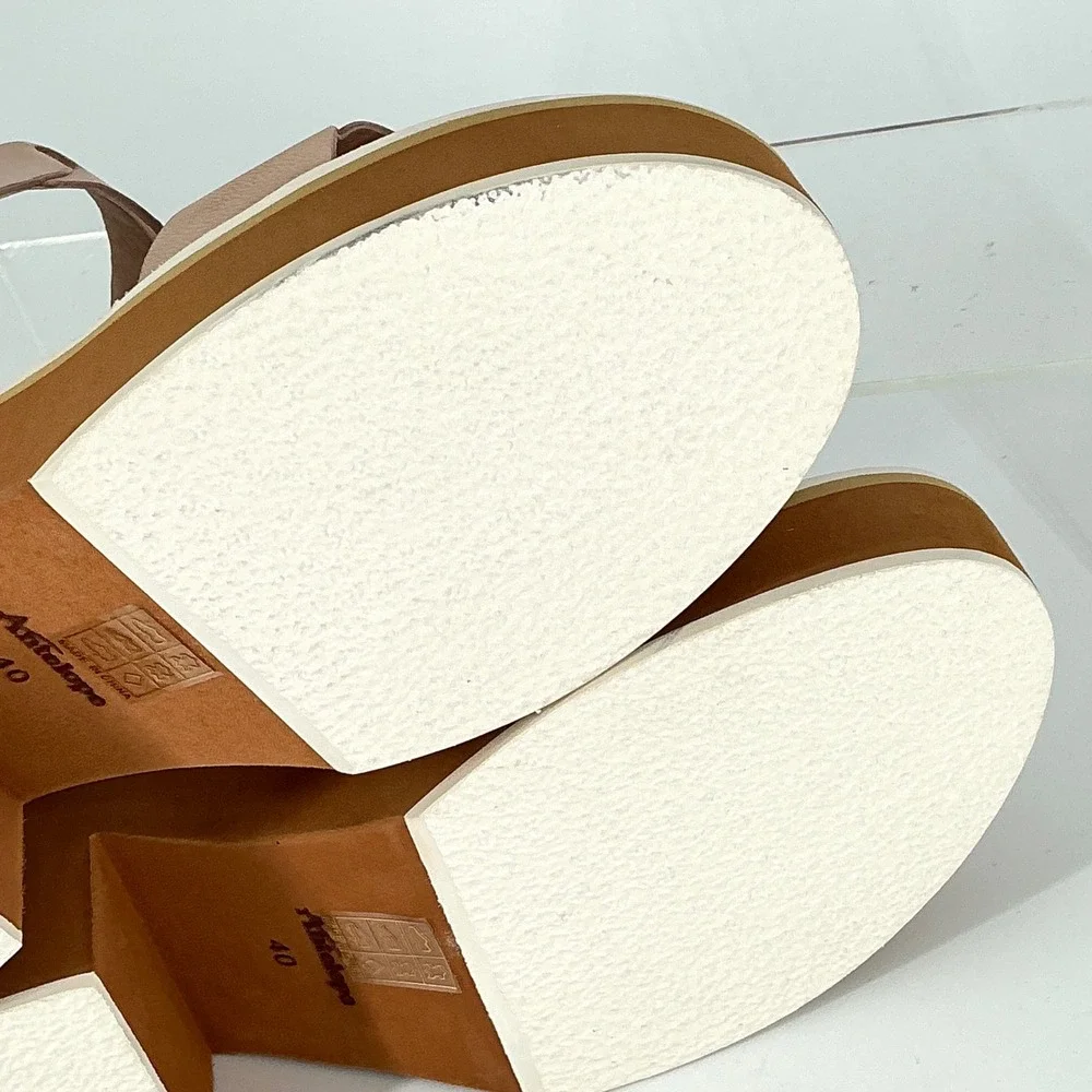 Antelope Size 40 US 9-9.5 Tan Nude Leather Chunky Platform Slide Sandal NEW $189